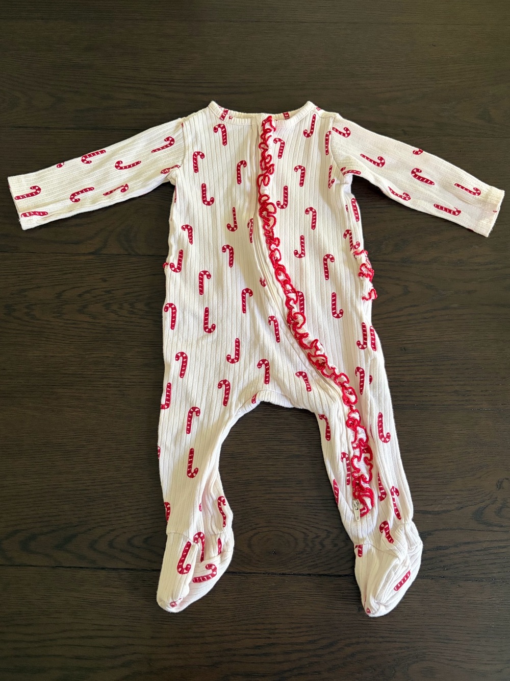 Baby Red & White Candy Cane Footie